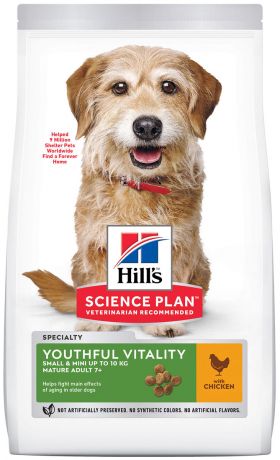 Hill’s Science Plan Canine Youthful Vitality Mature Adult 7+ Small & Mini Chicken для пожилых собак маленьких пород старше 7 лет с курицей и рисом (1,5 кг)