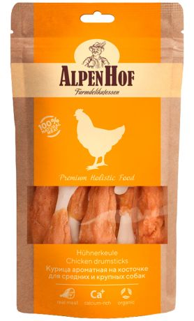 Лакомство AlpenHof для собак средних и крупных пород курица ароматная на косточке 80 гр (1 уп)