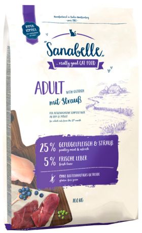 Bosch Sanabelle Adult Straub для взрослых кошек с мясом страуса (0,4 кг)