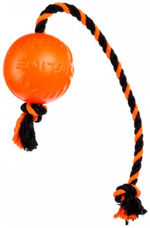 Мяч с канатом для собак средний Doglike оранжевый/черный (1 шт)