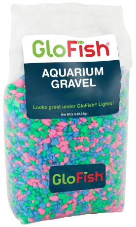Грунт для аквариума Glofish с флуоресцентными Glo частицами розовый, зеленый, синий (2,26 кг)