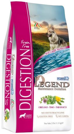 Forza10 Dog Legend Digestion All Breeds беззерновой для взрослых собак всех пород с чувствительным пищеварением с анчоусами (0,9 кг)