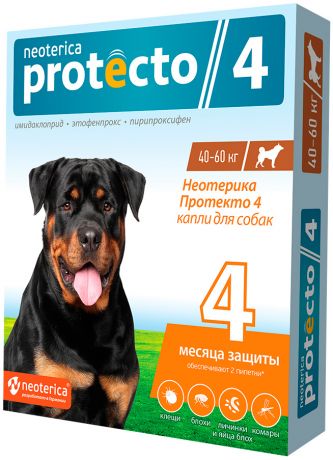 Protecto капли для собак весом от 40 до 60 кг против клещей и блох (уп. 2 шт) (1 уп)