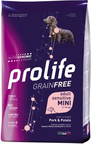 Prolife Adult Mini Grain Free Sensitive Pork & Potato беззерновой для взрослых собак маленьких пород с чувствительным пищеварением со свининой и картофелем (2 кг)