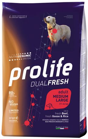 Prolife Adult Medium/large Dual Fresh Beef, Goose & Rice для взрослых собак средних и крупных пород с говядиной, гусем и рисом (2,5 кг)