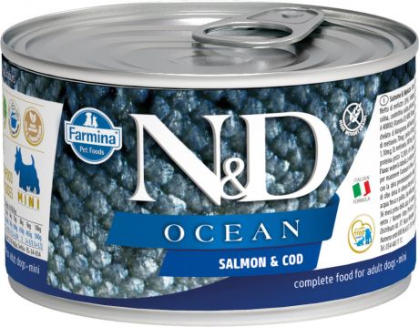 Farmina Dog N&d Ocean Adult Mini Salmon & Cod беззерновые для взрослых собак маленьких пород с лососем и треской 140 гр (140 гр)