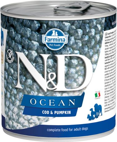 Farmina Dog N&d Ocean Adult Cod & Pumpkin беззерновые для взрослых собак всех пород с треской и тыквой 285 гр (285 гр х 6 шт)