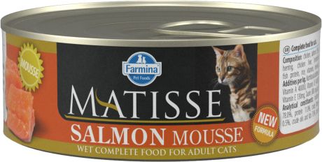 Matisse Mousse Salmon для взрослых кошек мусс с лососем 85 гр (85 гр х 12 шт)