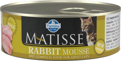 Matisse Mousse Rabbit для взрослых кошек мусс с кроликом 85 гр (85 гр х 12 шт)
