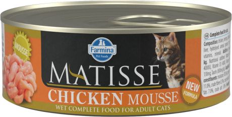 Matisse Mousse Chicken для взрослых кошек мусс с курицей 85 гр (85 гр х 12 шт)