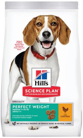 Hill’s Science Plan Canine Adult Perfect Weight Medium Chicken диетический для взрослых собак средних пород с курицей (12 кг)