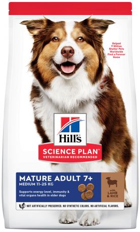 Hill’s Science Plan Canine Mature Adult 7+ Lamb & Rice для пожилых собак всех пород старше 7 лет с ягненком и рисом (2,5 кг)