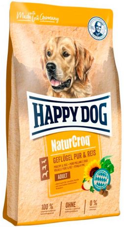 Happy Dog Naturcroq Gefluegel Pur & Reis для взрослых собак всех пород с птицей и рисом (1 кг)