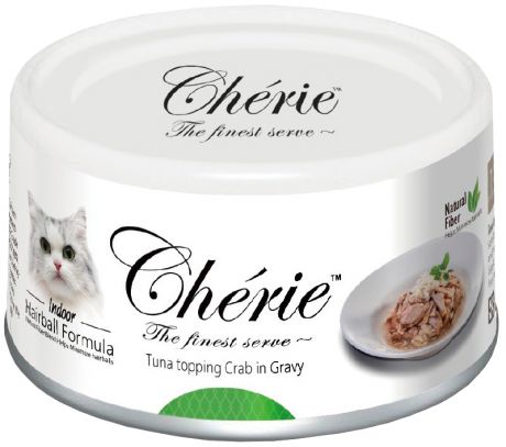 Pettric Cherie Adult Cat Hairball Control Tuna & Crab для взрослых кошек для вывода шерсти с тунцом и крабом в подливе 80 гр (80 гр)