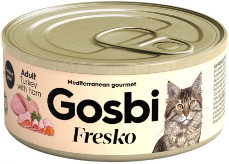 Gosbi Fresko Cat Adult беззерновые для взрослых кошек с индейкой и ветчиной 70 гр (70 гр х 32 шт)