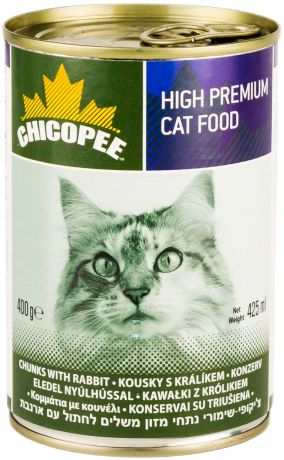 Chicopee Cat для взрослых кошек с кусочками кролика в соусе 400 гр (400 гр х 24 шт)