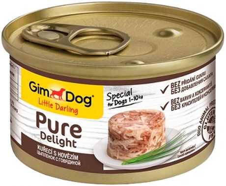Gimdog Pure Delight для взрослых собак с курицей и говядиной в желе 85 гр (85 гр)