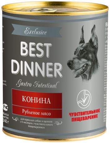 Best Dinner Exclusive Gastro Intestinal для собак и щенков с чувствительным пищеварением с кониной (100 гр х 24 шт)