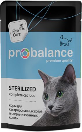 Probalance Cat Sterilized для взрослых кастрированных котов и стерилизованных кошек с курицей 85 гр (85 гр х 25 шт)