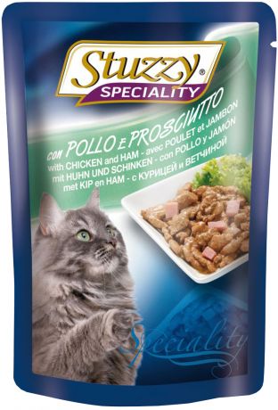 Stuzzy Speciality Cat для взрослых кошек с курицей и ветчиной 100 гр (100 гр х 24 шт)