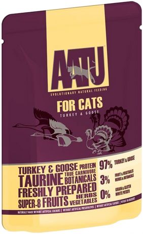 Aatu Cat Turkey & Goose беззерновые для взрослых кошек с индейкой и гусем 85 гр (85 гр)