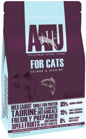 Aatu Cat Salmon & Herring беззерновые взрослых кошек с лососем и сельдью (1 кг)