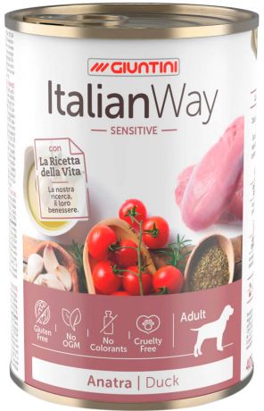 Italian Way Dog Adult Sensitive безглютеновые для взрослых собак всех пород с чувствительным пищеварением с уткой (150 гр)