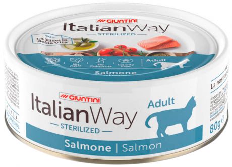 Italian Way Cat Adult Sterilized безглютеновые для взрослых кастрированных котов и стерилизованных кошек с лососем 80 гр (80 гр)