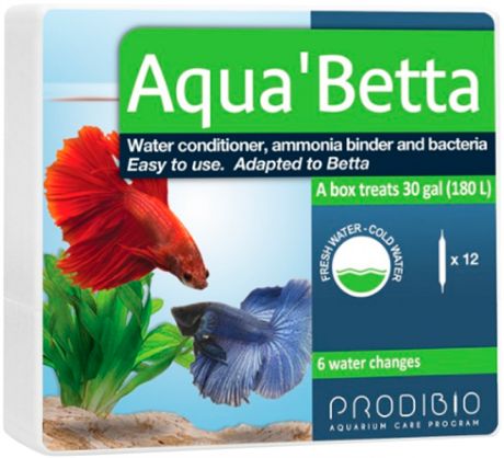 Кондиционер для подготовки водопроводной воды Prodibio Aqua`Betta для бойцовых рыбок 10 мл х 12 ампул (1 уп)