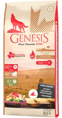 Genesis Pure Canada Shallow Land Adult Soft беззерновой для взрослых собак всех пород с ягненком (0,907 кг)
