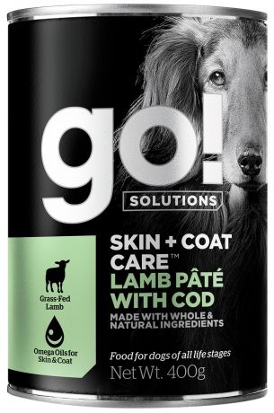 Go! Solutions Skin & Coat Care для собак и щенков паштет с ягненком и треской 400 гр (400 гр)