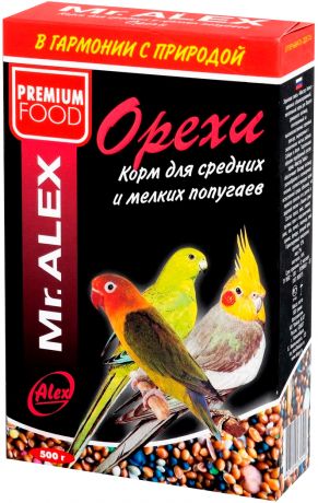 Mr.alex Орехи корм для средних и мелких попугаев (500 гр)