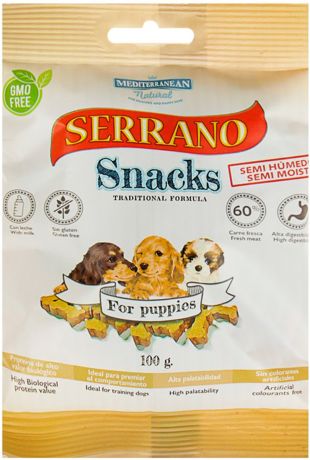 Лакомство Serrano Snacks для щенков снеки мясные 100 гр (1 шт)