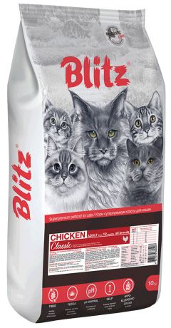 Blitz Adult Cat Chicken для взрослых кошек с курицей (2 + 2 кг)