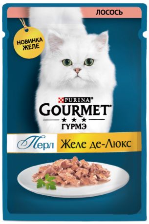 Gourmet Perle желе де-люкс для взрослых кошек с лососем в желе 75 гр (75 гр х 26 шт)