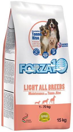 Forza10 Dog Maintenance Light All Breeds диетический для взрослых собак всех пород с тунцом и рисом (15 + 15 кг)