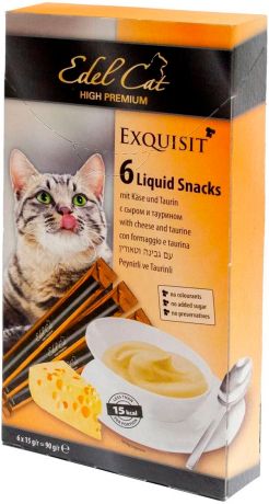 Лакомство Edel Cat для кошек крем-суп для зрения и здоровья сердца с сыром и таурином (6 шт)