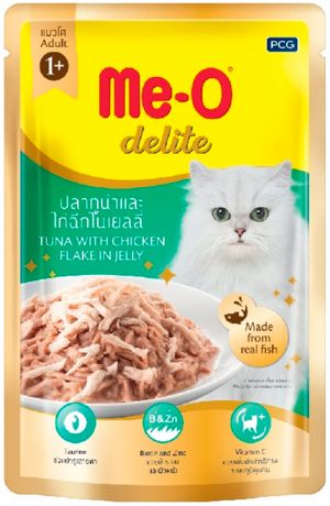 Me-o Cat Delite для взрослых кошек с тунцом и курицей в желе 70 гр (70 гр х 12 шт)