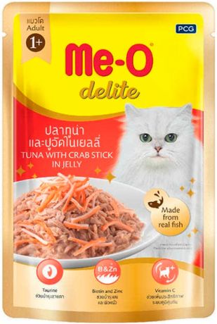 Me-o Cat Delite для взрослых кошек с тунцом и крабовыми палочками в желе 70 гр (70 гр)