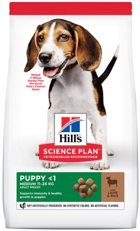 Hill’s Science Plan Canine Puppy Medium Lamb & Rice для щенков средних пород с ягненком и рисом (12 + 12 кг)