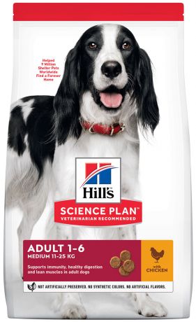 Hill’s Science Plan Canine Adult Medium Chicken для взрослых собак средних пород с курицей (12 + 12 кг)