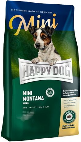 Happy Dog Supreme Mini Montana Sensible Nutrition для взрослых собак маленьких пород при аллергии с кониной и картофелем (1 кг)