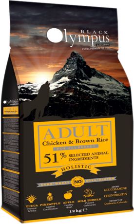 Black Olympus Adult Medium Chicken & Brown Rice для взрослых собак средних пород с курицей и коричневым рисом (12 кг)