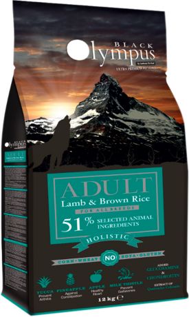 Black Olympus Adult Medium Lamb & Brown Rice для взрослых собак средних пород с ягненком и коричневым рисом (12 кг)