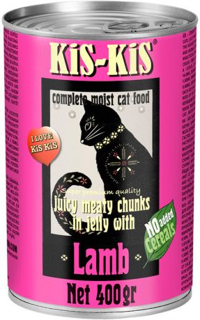 Kis-kis Canned Food Lamb беззерновые для взрослых кошек с ягненком в желе 400 гр (400 гр х 12 шт)