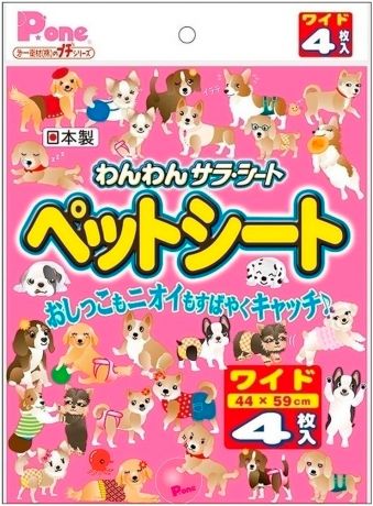 Пеленки впитывающие для животных с антибактериальным полимерным наполнением Premium Pet Japan P.One 44 х 59 см 4 шт (1 уп)