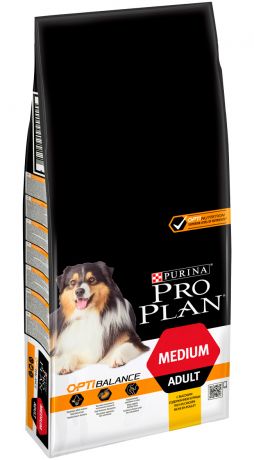 Purina Pro Plan Adult Dog Optibalance Medium для взрослых собак средних пород с курицей (7 + 7 кг)