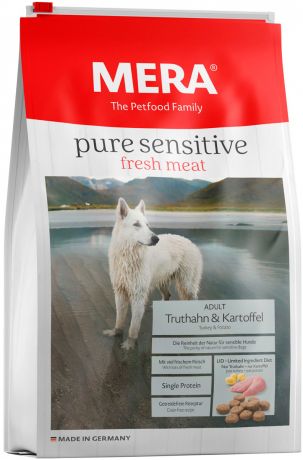 Mera Pure Sensitive Fresh Meat Dog Adult Truthahn & Kartoffel беззерновой для взрослых собак всех пород с чувствительным пищеварением с индейкой и картофелем (1 кг)