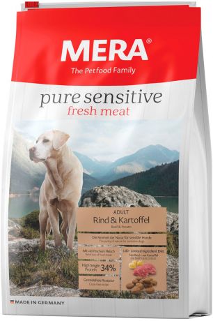 Mera Pure Sensitive Fresh Meat Dog Adult Rind & Kartoffel беззерновой для взрослых собак всех пород с чувствительным пищеварением с говядиной и картофелем (4 кг)