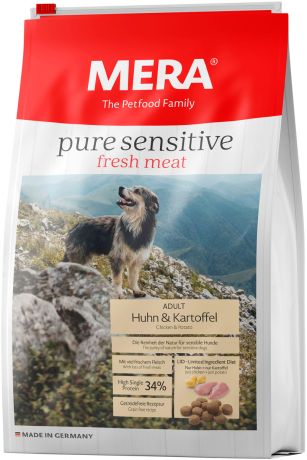 Mera Pure Sensitive Fresh Meat Dog Adult Huhn & Kartoffel беззерновой для взрослых собак всех пород с чувствительным пищеварением с курицей и картофелем (4 кг)